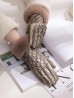 Solid Colour Shiny Bubble Gloves W Faux Fur Trim 