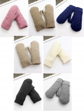 Fashion Cable Knitted Mittens with Fleeced Inside (min 12 Pair Asst Set)