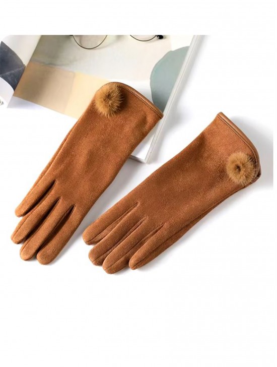 Fashion Touch Screen Gloves with Pom pom