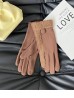 Fashion Touch Screen Gloves with Faux Fur Trim and Button 