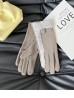 Fashion Touch Screen Gloves with Faux Fur Trim and Button 