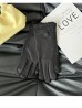 Fashion Touch Screen Gloves with Faux Fur Trim and Button 