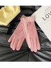 Fashion Touch Screen Gloves with Faux Fur Trim and Button 