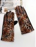 Leopard Patterned Velvet Touch Screen Gloves 