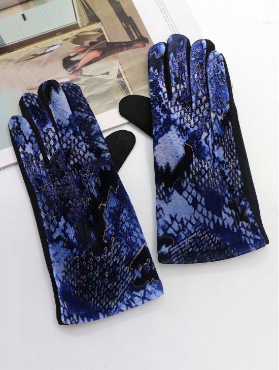 Snake Skin Velvet Touch Screen Gloves 