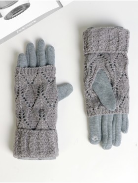 Cable Knitted Double Layered Gloves (3 ways to wear)