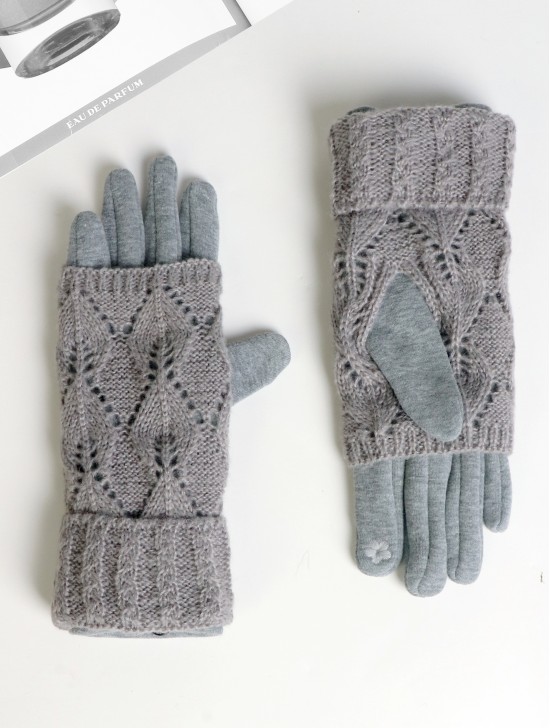 Cable Knit Double Layered Gloves