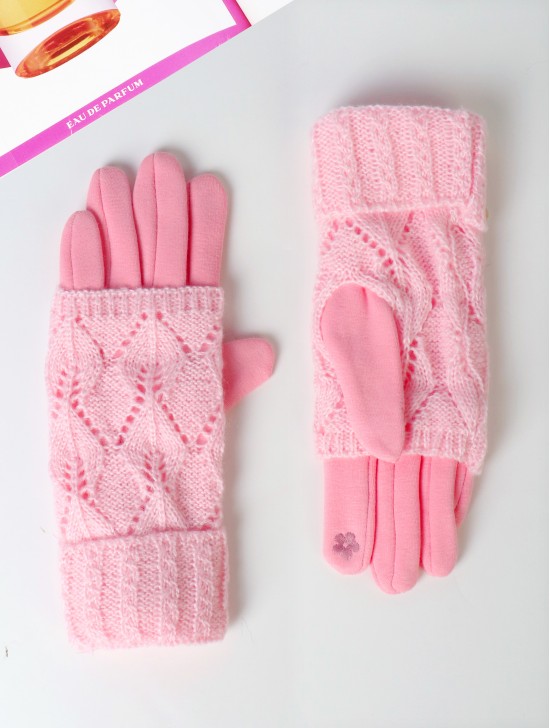 Cable Knitted Double Layered Gloves (3 ways to wear)