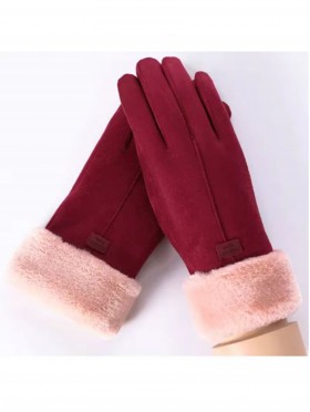 Suede Touch Screen Gloves W/ Leather Label