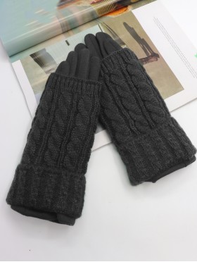 Double Layered Cable Knit Touch Screen Glove