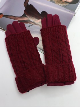 Double Layered Cable Knit Touch Screen Glove