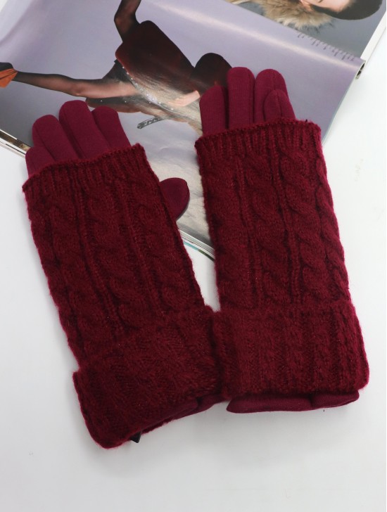 Double Layered Cable Knit Touch Screen Glove