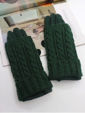 Double Layered Cable Knit Touch Screen Glove