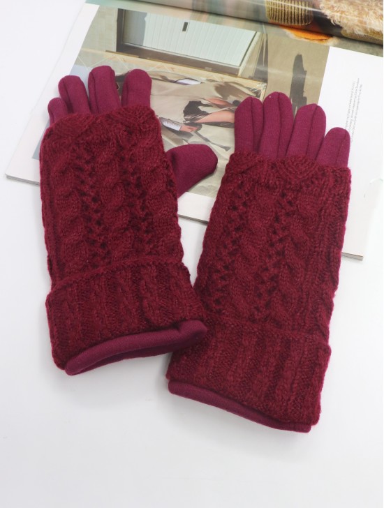 Double Layered Cable Knit Touch Screen Glove