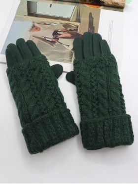 Double Layered Cable Knit Touch Screen Glove