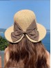 Wide Brim V-Back Summer Hat W/ Ribbon Bow 