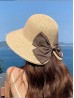 Wide Brim V-Back Summer Hat W/ Ribbon Bow 