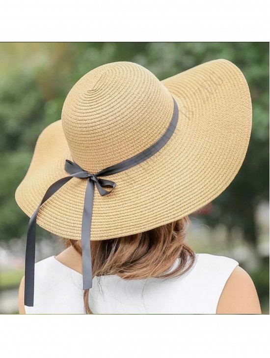 Wide Brim Summer Hat W/ Ribbon