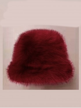 Solid Colour Fuzzy Hat with Brim