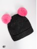 Colourful Speckled Knit Hat W/ Removable Double Pom Pom