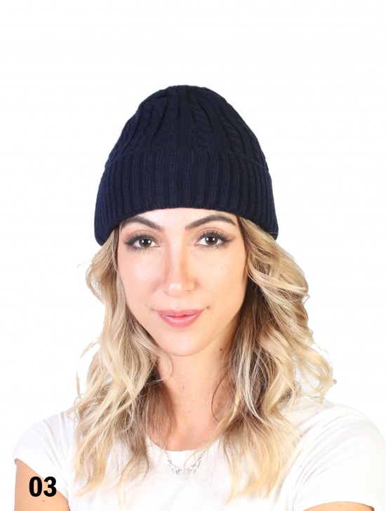 Knitted Hat With Brim (Fleece inside) 