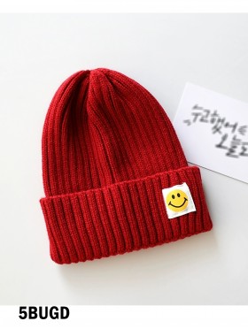 Knitted Hat W/ Smiling Face