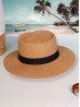 Wide Brim Summer Hat W/ Black Trim