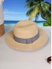 Wide Brim Summer Hat W/ Striped Pattern Trim