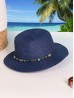 Wide Brim Summer Hat W/ Decorative Beads and Bow