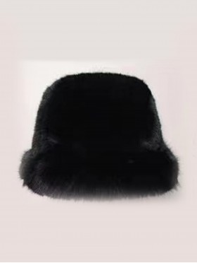 Solid Colour Fuzzy Hat with Brim