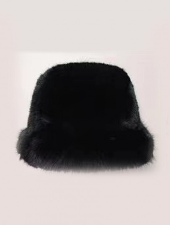 Solid Colour Fuzzy Hat with Brim