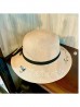 Wide Brim Summer Hat W/ Ribbon Bow and Bee pattern