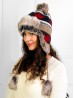 Warm Fur Maple Leaf Knitted Hat W/ Ear Flaps & Fur Tassels