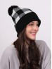 Super Soft Knitted Checker Hat W/ Pom Pom (Plush Inside)