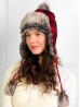 Red and black plaid pattern Fur Hat W/ Pompoms (Plush inside)