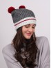 Double Pompom Hat W/ Red Stripe