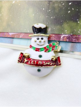 Snowman Design Brooch