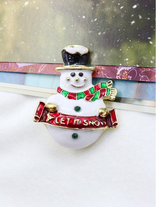 Snowman Design Brooch