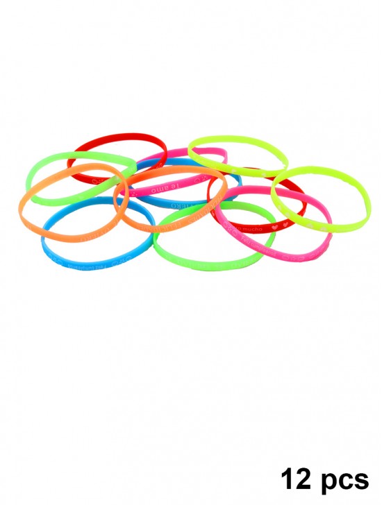 RUBBER STATEMENT PRINT BRACELET (12 PCS ASST)