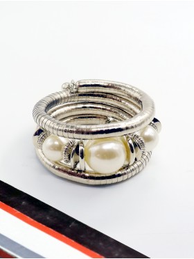 Natural Stone Silver Wrap Bracelet