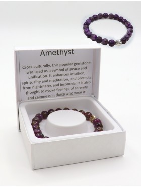 Amethyst Bead Bracelets with Gift Box