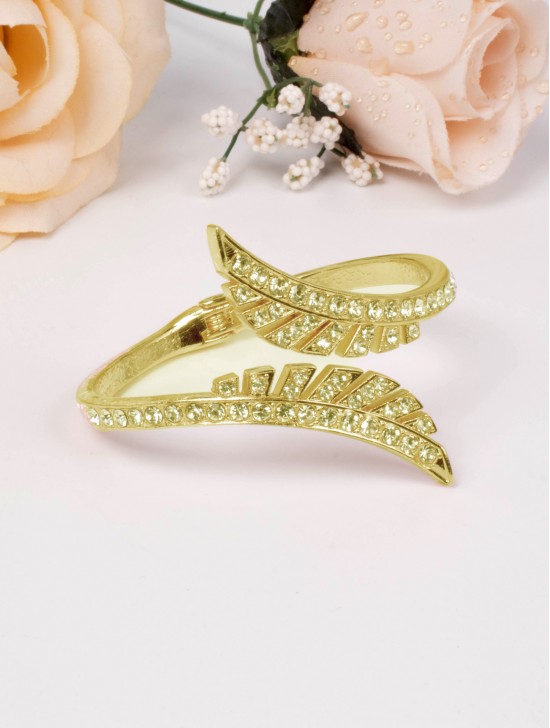 Rhinestone Leaves Design Bangle