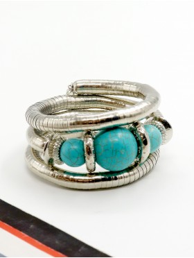 Natural Stone Silver Wrap Bracelet