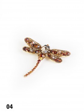 Multi Rhinestone Dragonfly Brooch