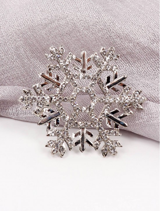 Classic Snowflake Rhinestone Brooch