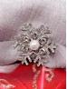 Snowflake Rhinestone Brooch W/ Pearl