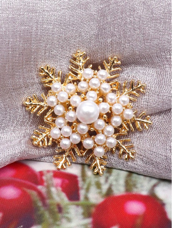 Snowflake Brooch W/ Pearls