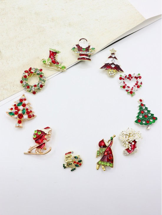 Holiday Brooches Assortment Set (12pcs)