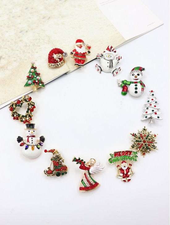 Holiday Brooches Assortment Set (12pcs)