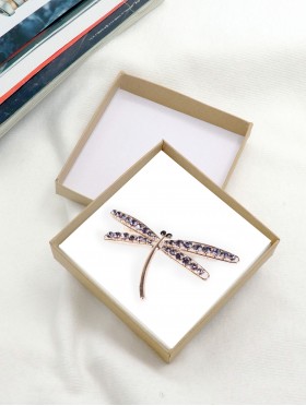 DRAGONFLY RHINESTONE BROOCH W/ GIFT BOX